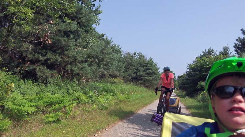 behind the bike on hart montague trail